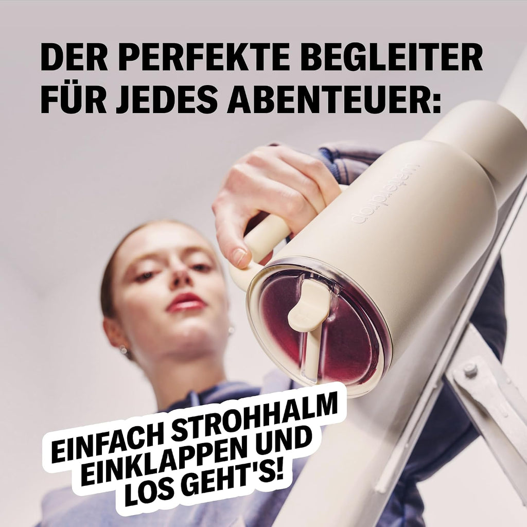 Waterdrop Thermobecher mit Strohhalm auslaufsicher robuste Trinkflasche