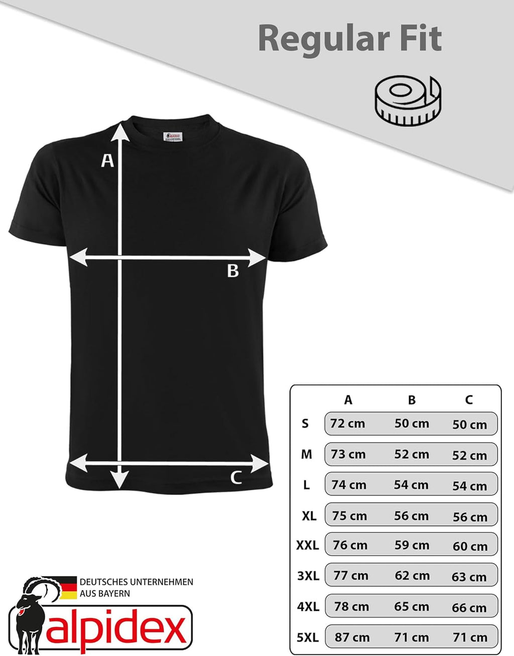 ALPIDEX Herren T-Shirt 5er Set Rundhals 100% Baumwolle einfarbig S-5XL