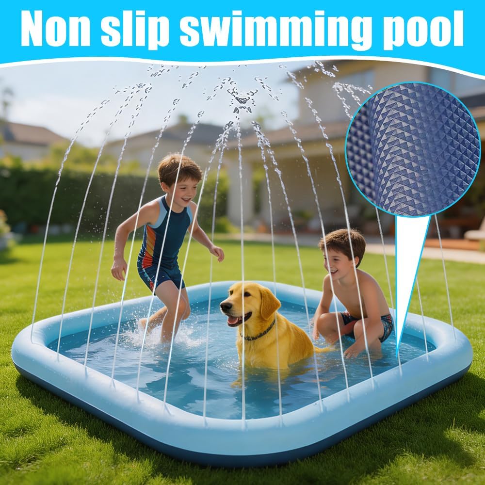 Splash Pad 200 cm Wasserspielmatte quadratisch Kinder Hund Garten