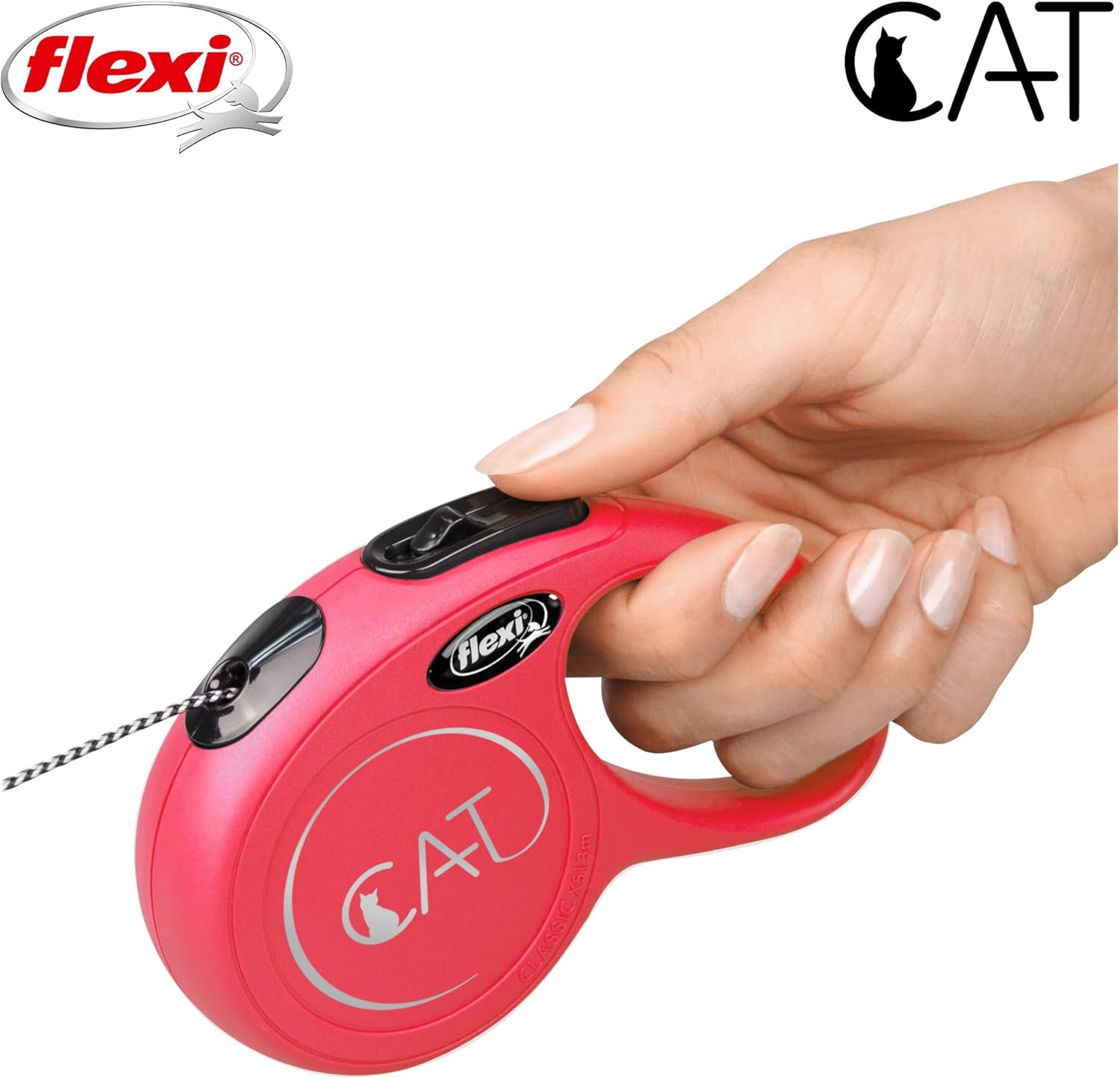 flexi CAT Seil 3 m schwarz Roll-Leine fuer Katzen bis, Mini-Taschenformat