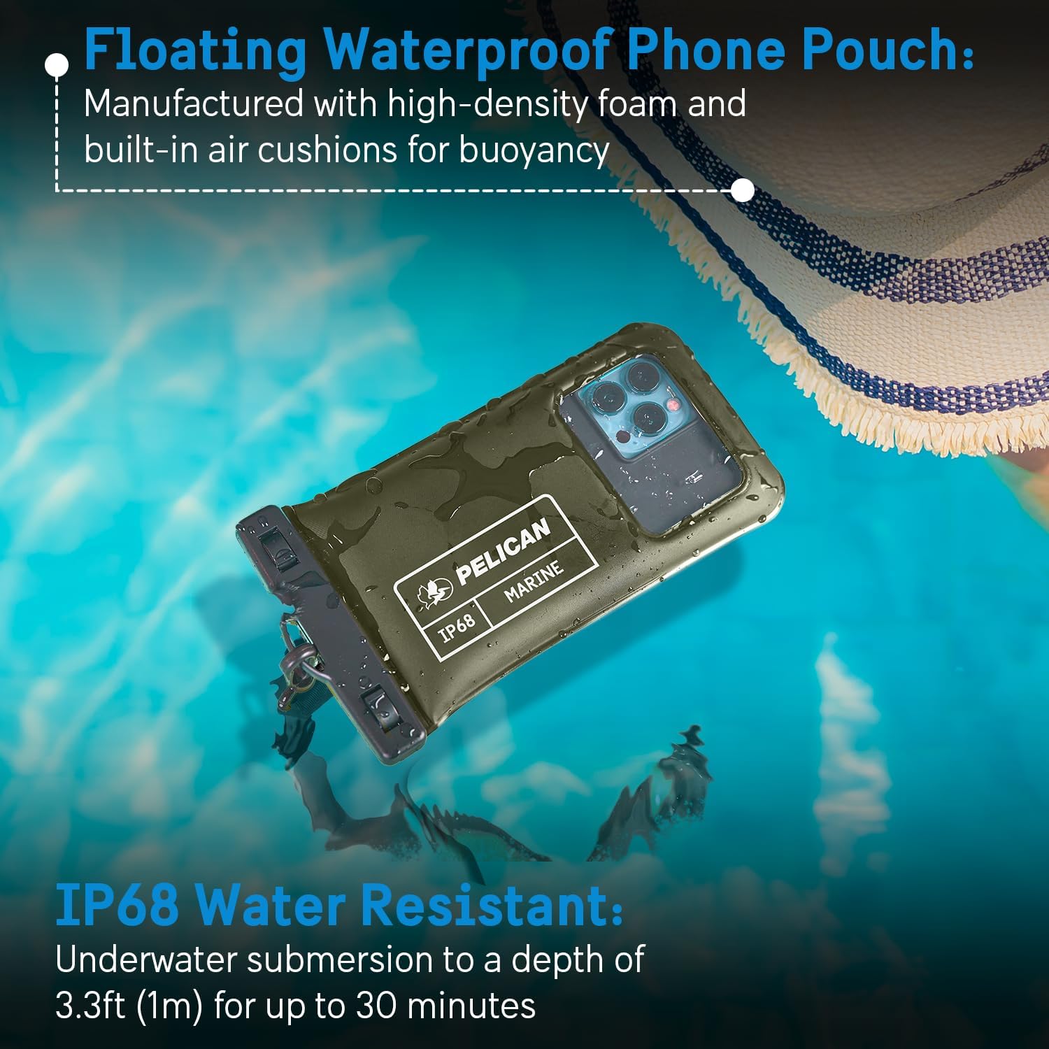 Pelican wasserdichte Handyhuelle IP68 schwimmend fuer iPhone 15/14/13 Pro Max