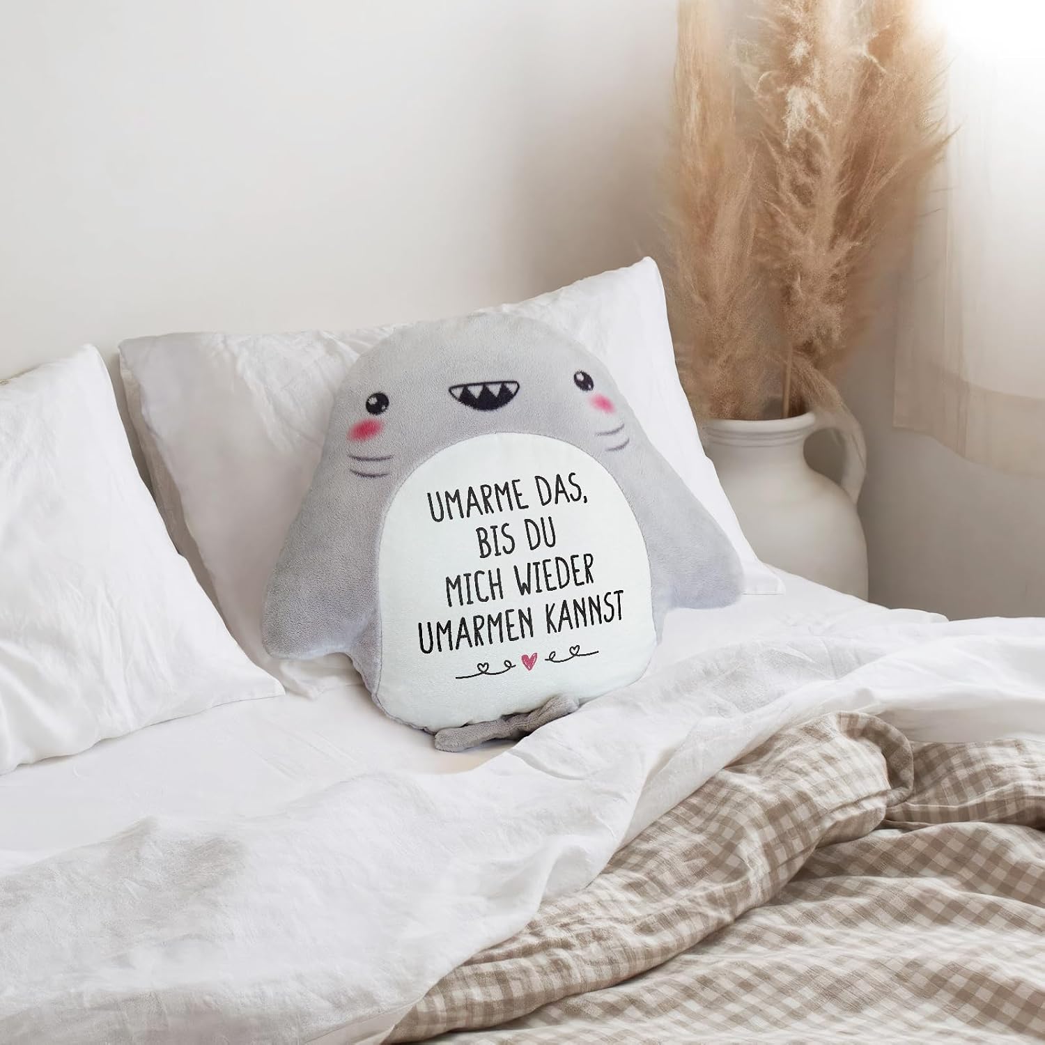 Haifisch Kuschelkissen mit Aufschrift "Ich liebe dich" Valentinstag Geschenk