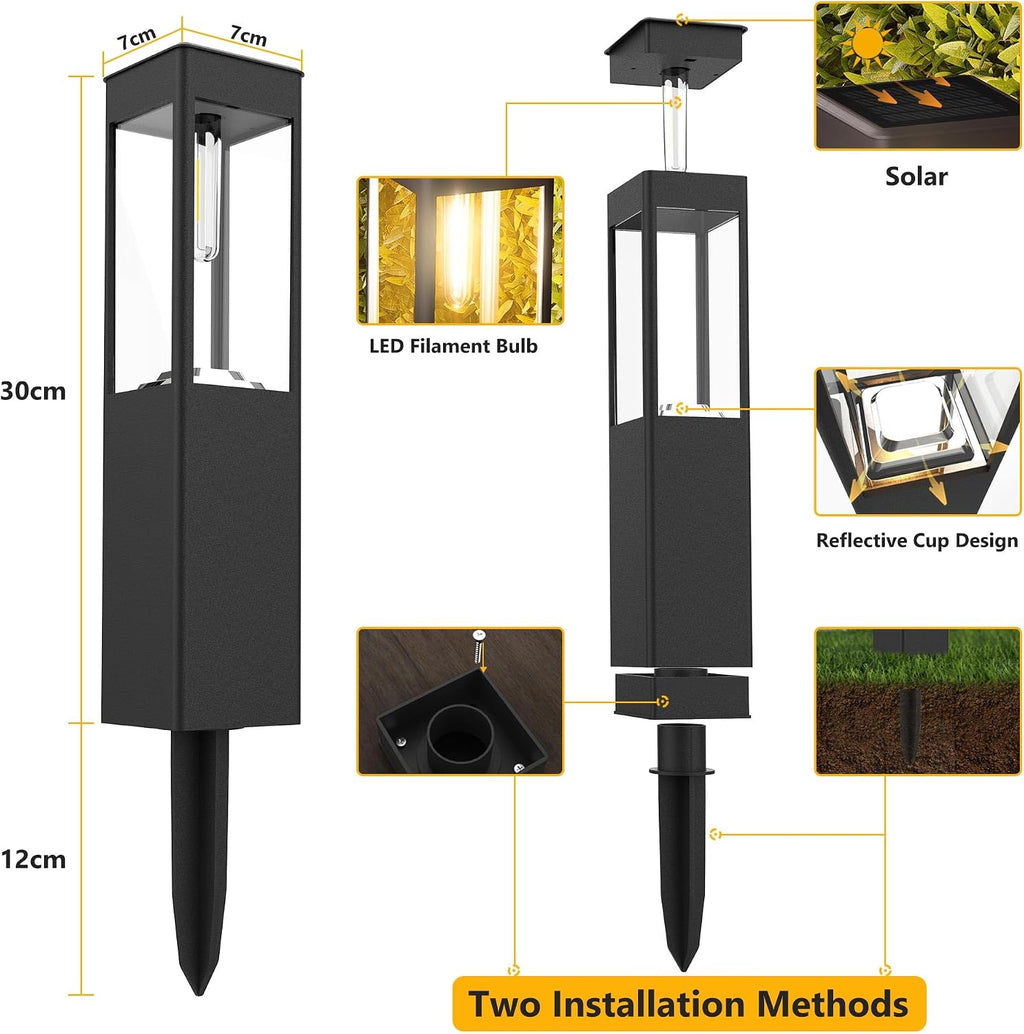 Joomer Solar-Wegeleuchten 4er Set LED warmweiss quadratisch wetterfest