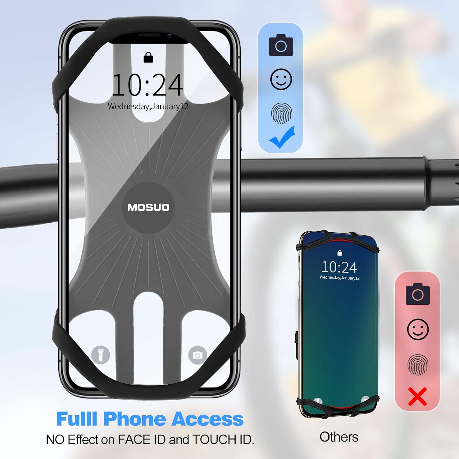 Universal Silikon Fahrrad Handyhalterung 360° drehbar Lenkerhalter