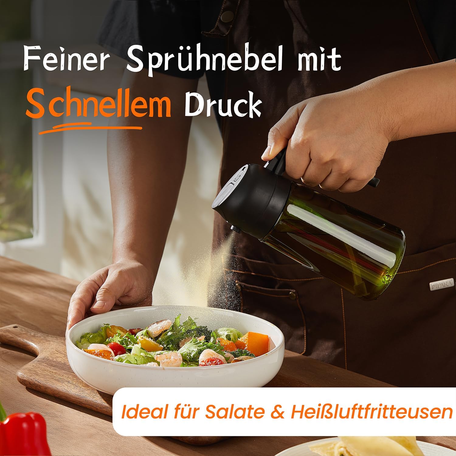 Oelsprueher lichtschuetzend Gruen 2-in-1 Oelspender und Spruehflasche