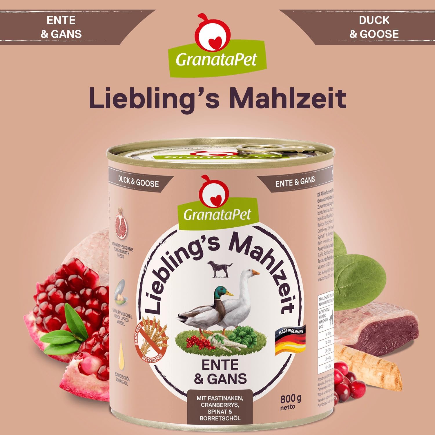 GranataPet Liebling's Mahlzeit Ente & Gans Nassfutter fuer Hunde