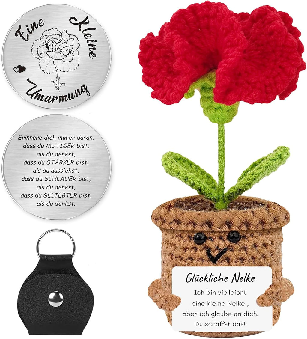 Muttertagsgeschenk Rosa Tulpe mit Energiekarte Geschenk fuer Mama Frau