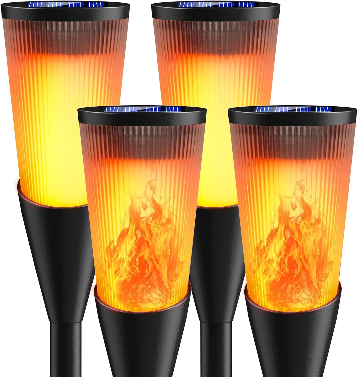 Solarlampen Gartenfackeln 6er Set mit Flammeneffekt, IP65 Wetterfest, 2 Modi