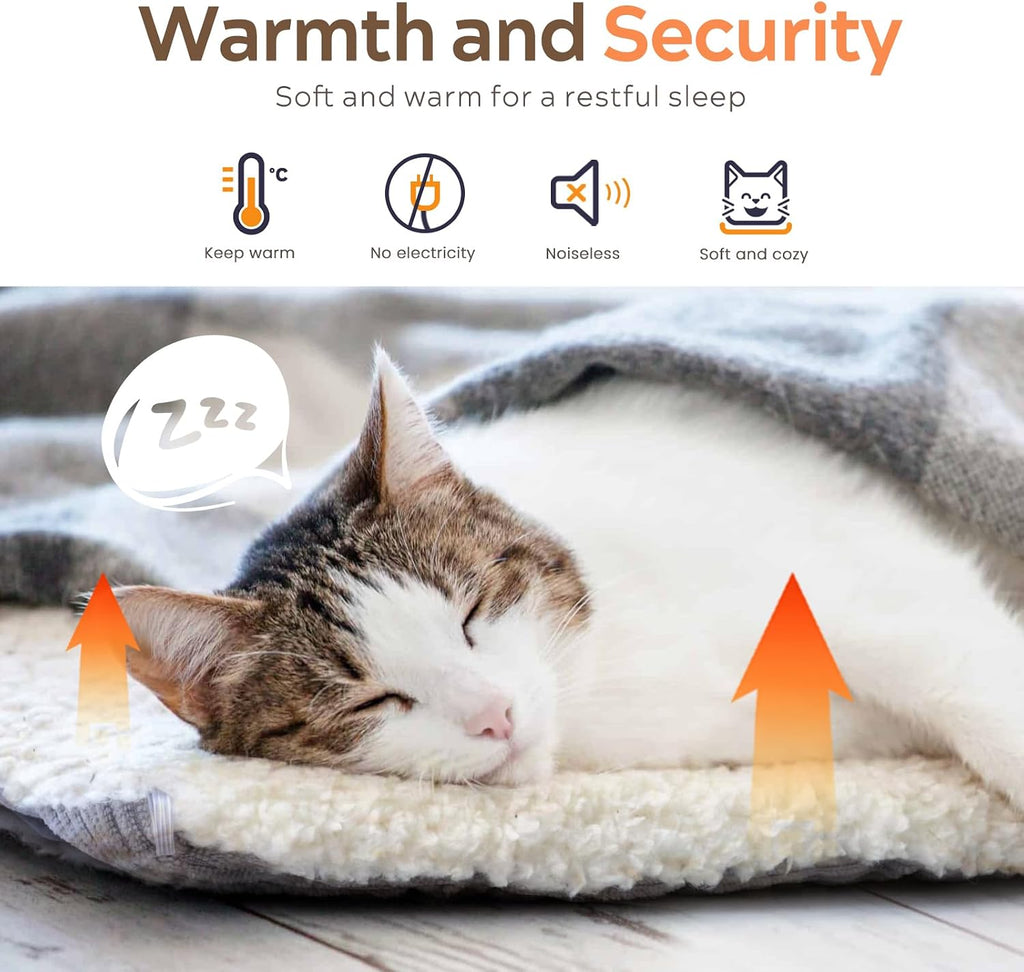 Katzenbett waschbar 42x38 cm Pluesch 2-in-1 Kissen Decke Sofa, entfaltet 61x51 cm