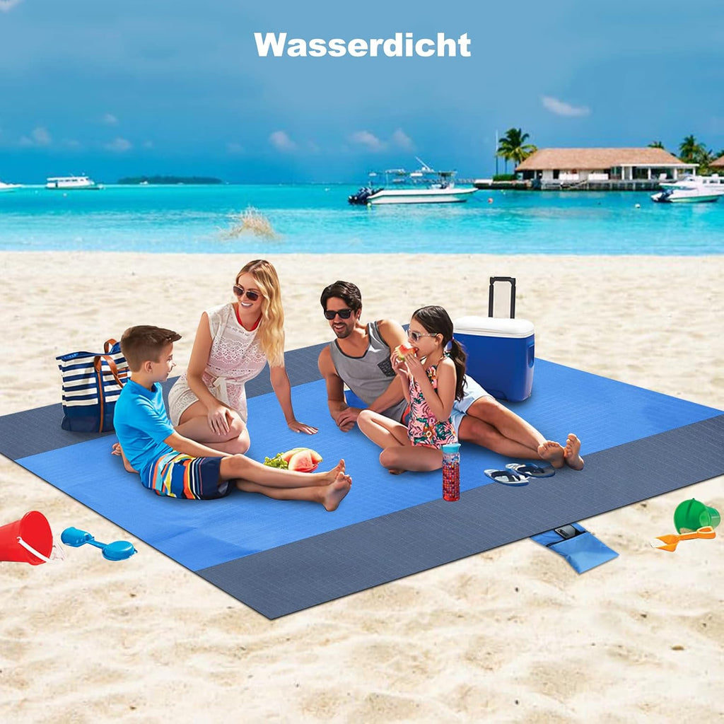 Dijia Sandfreie Stranddecke 210x200 cm mit 2 Reissverschlusstaschen & Tasche