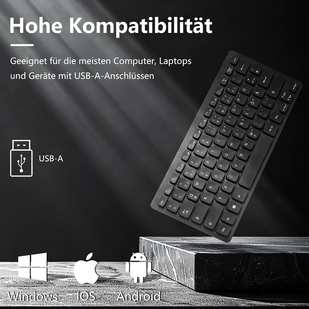 CUQI Mini Tastatur 78 Tasten kabelgebunden USB-A ergonomisch kompakt