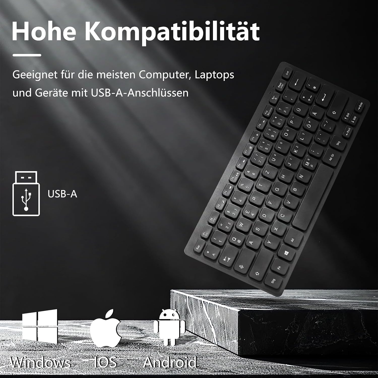 CUQI Mini Tastatur 78 Tasten kabelgebunden USB-A ergonomisch kompakt