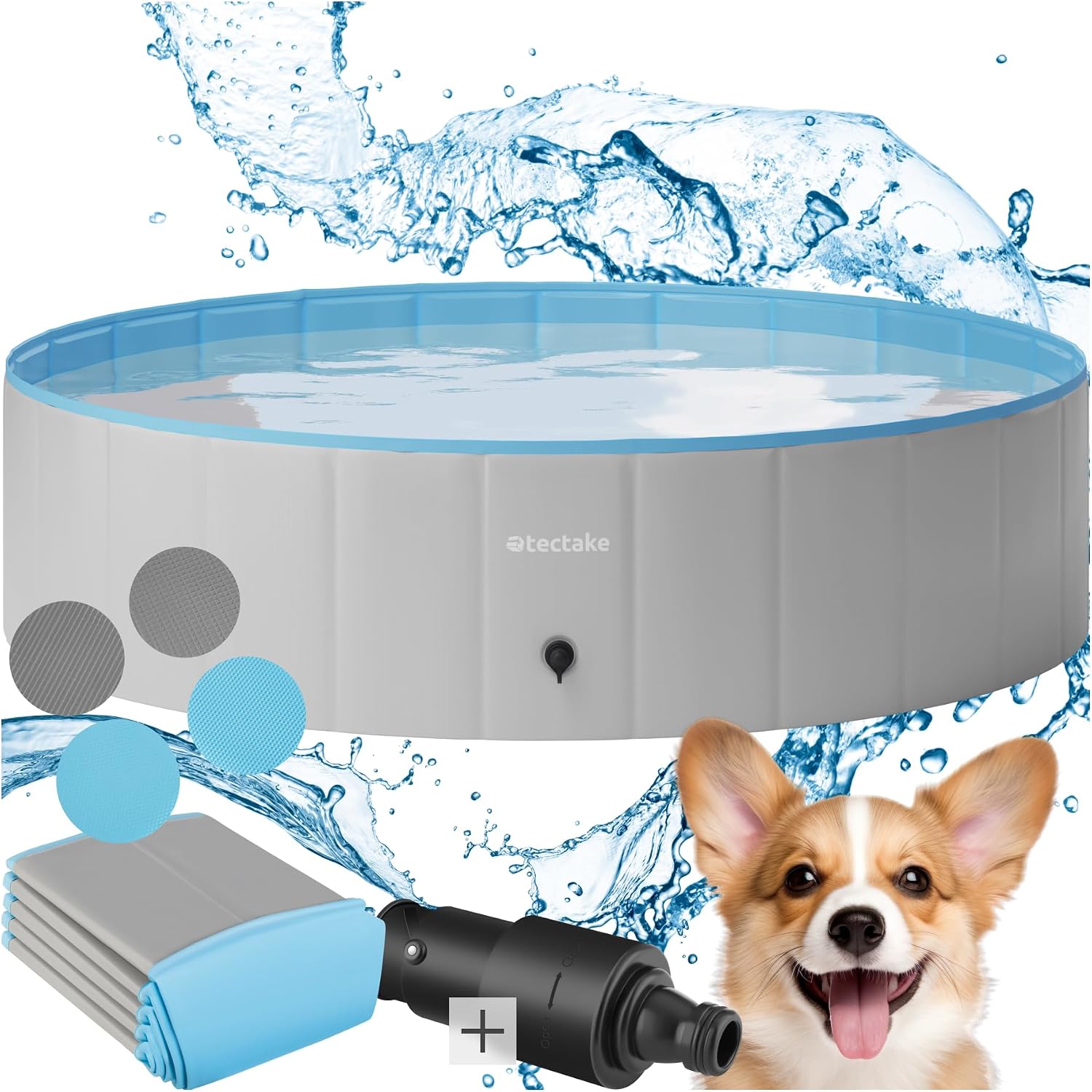 tectake Hundepool faltbar 120cm-160cm Ø, Planschbecken Baellebad fuer Hunde