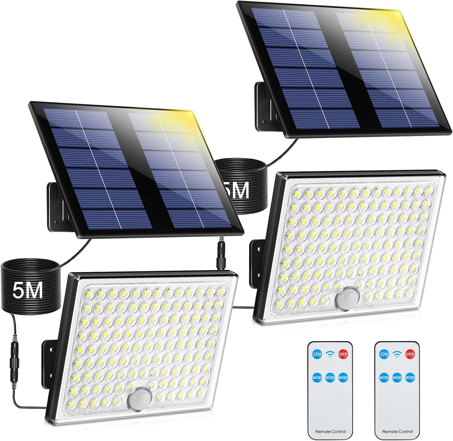 Realky Solar-Aussenlampe mit Bewegungsmelder, IP65, Fernbedienung, 5m Kabel