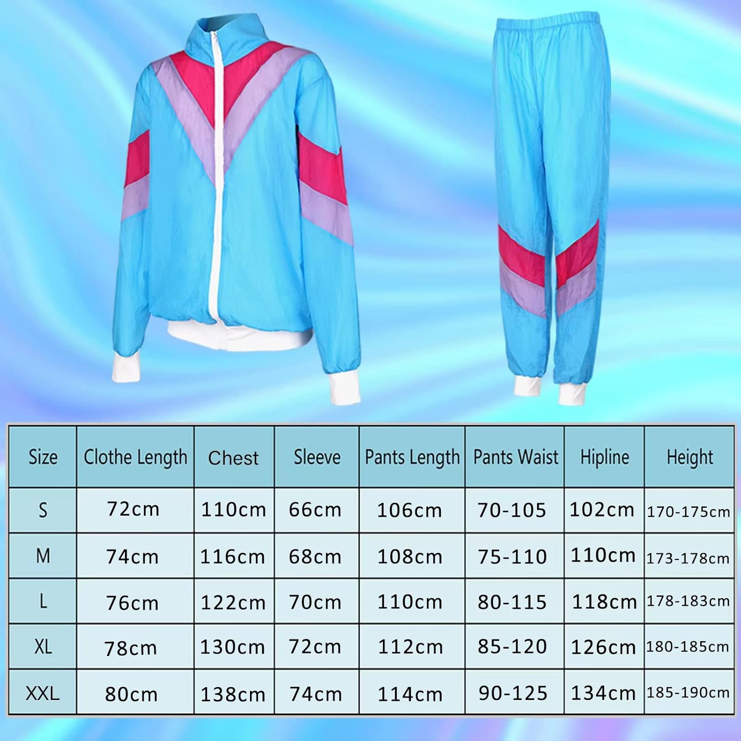80er Jahre Trainingsanzug Herren Damen Jacke und Hose Gr. S-XXL