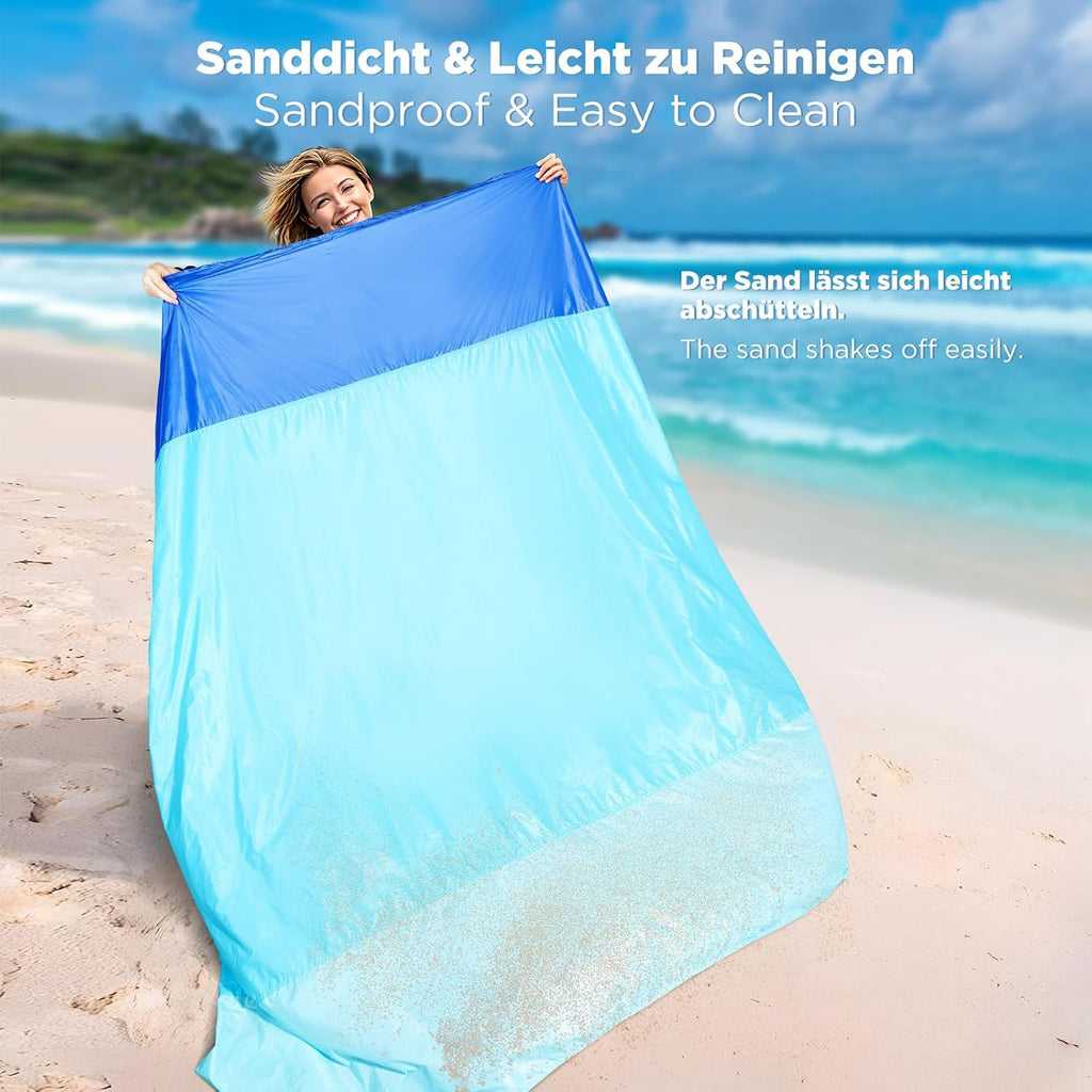 Sandfreie Stranddecke 220x215 cm ultraleicht windfest feuchtigkeitsabweisend Kar