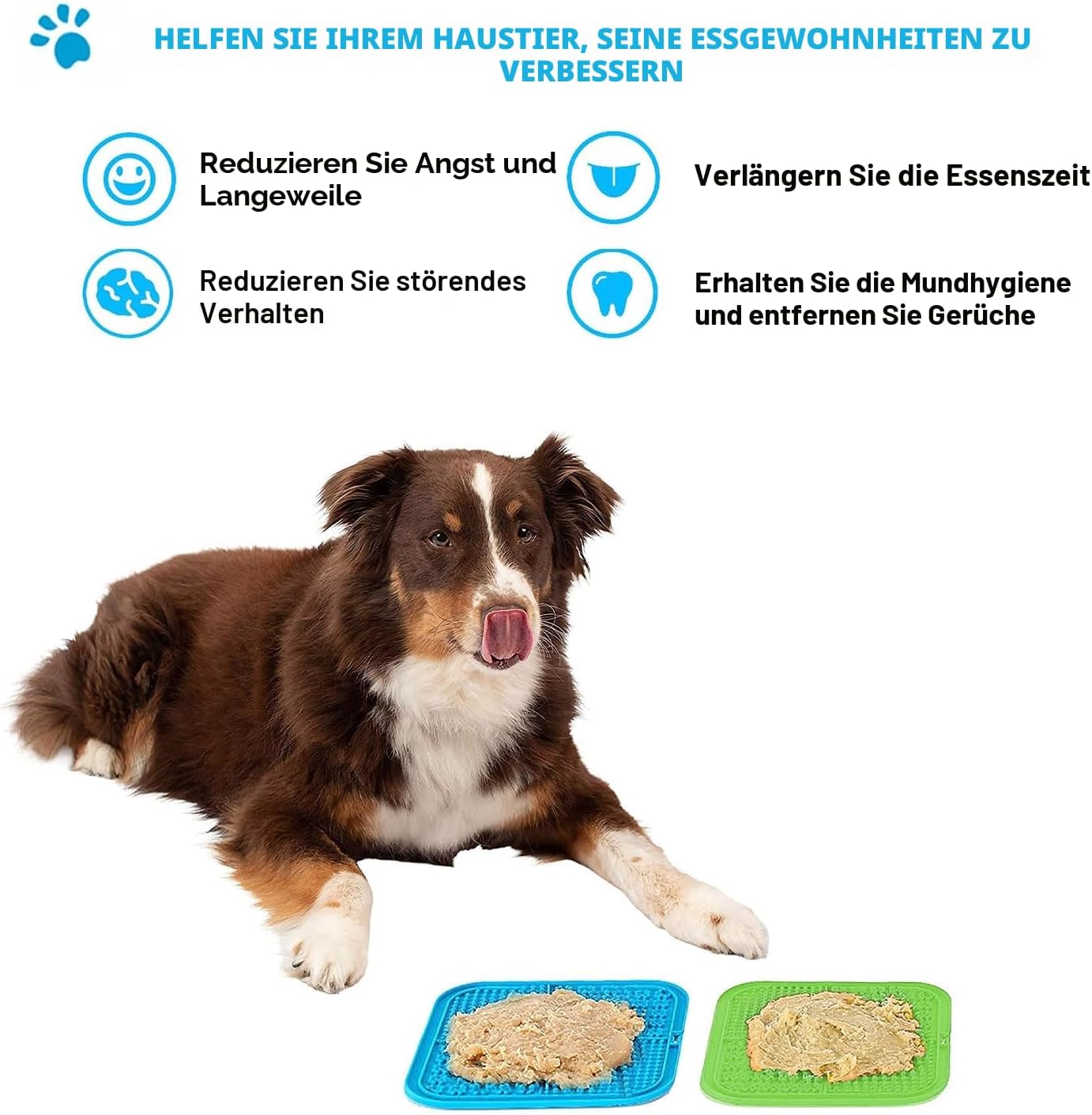 Lesipee Leckmatte Hund 2er Set mit Silikonspatel und Buerste, BPA-frei