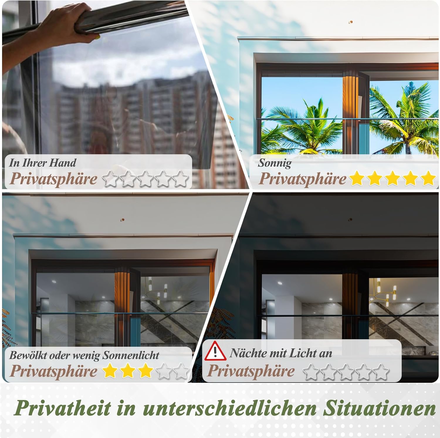 Sichtschutzfolie Fenster 100x400 cm Spiegelfolie UV-Schutz blickdicht Thermo