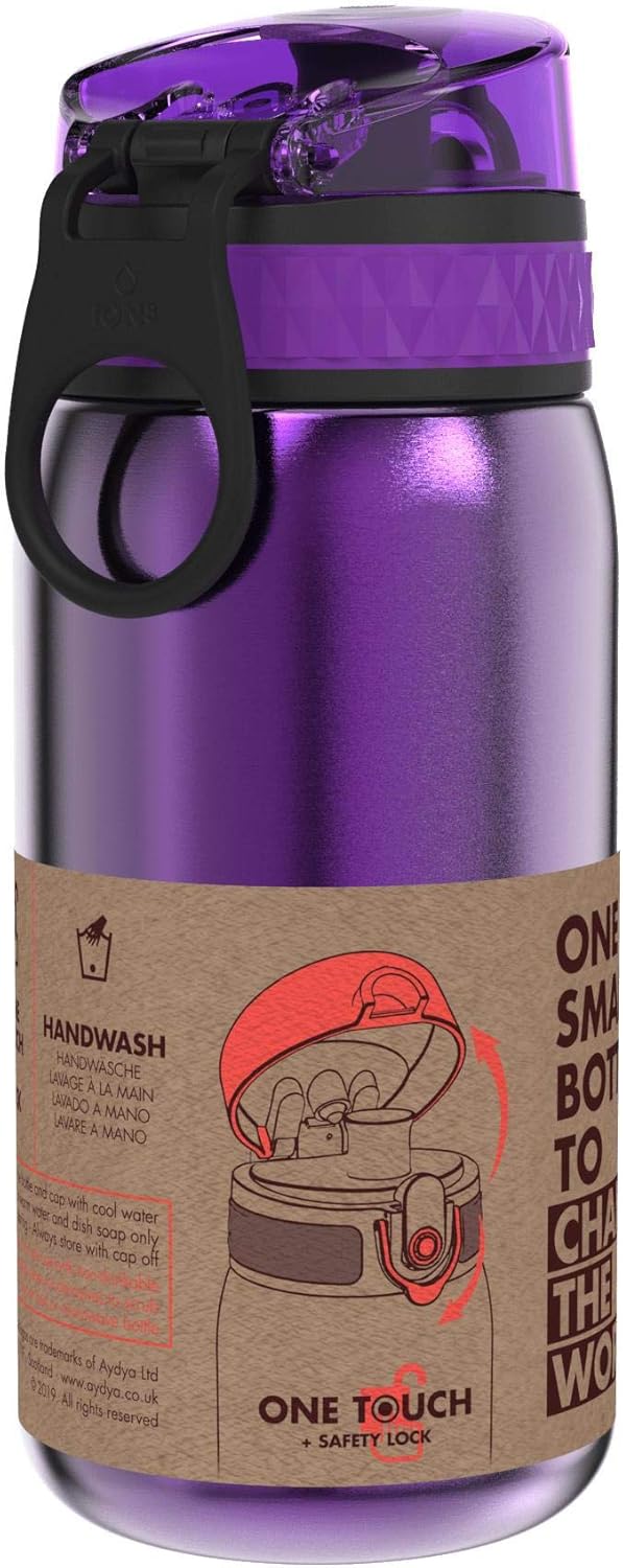 Ion8 Kinder Trinkflasche Edelstahl auslaufsicher Einhand Klappdeckel