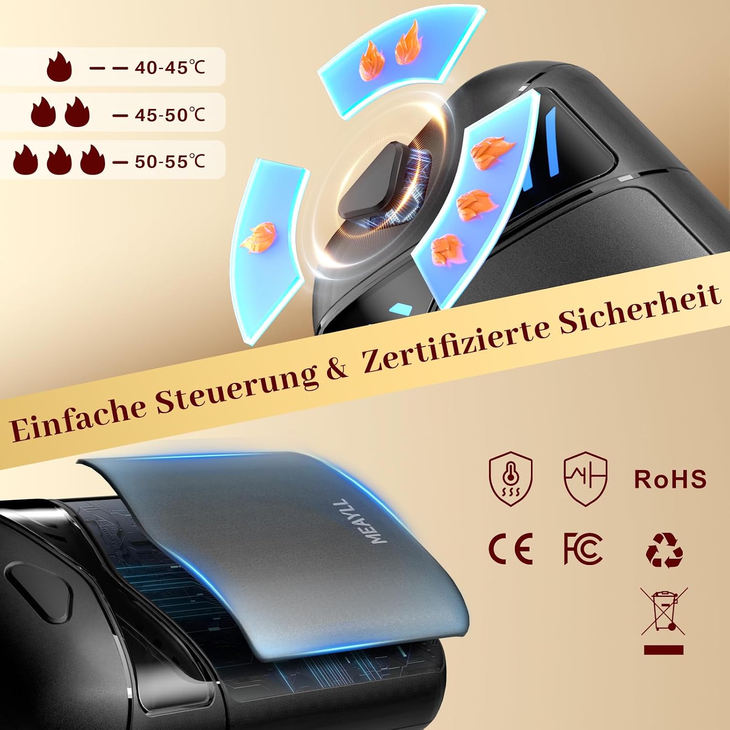 Elektrischer Handwaermer 2er Set 6000 mAh magnetisch LED 3 Heizstufen