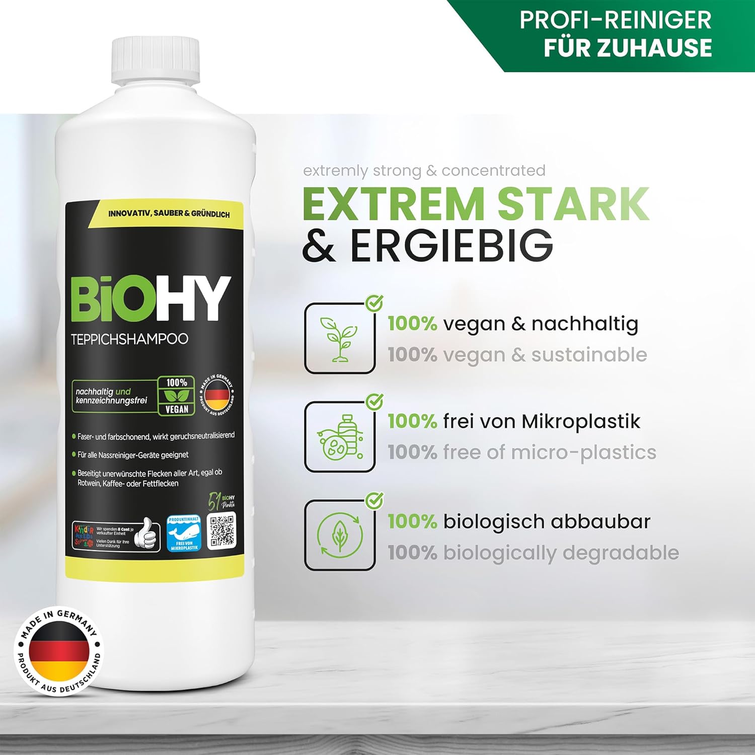 Biohy Spezial Polsterreiniger Konzentrat fuer Polster Teppiche Textilien -1