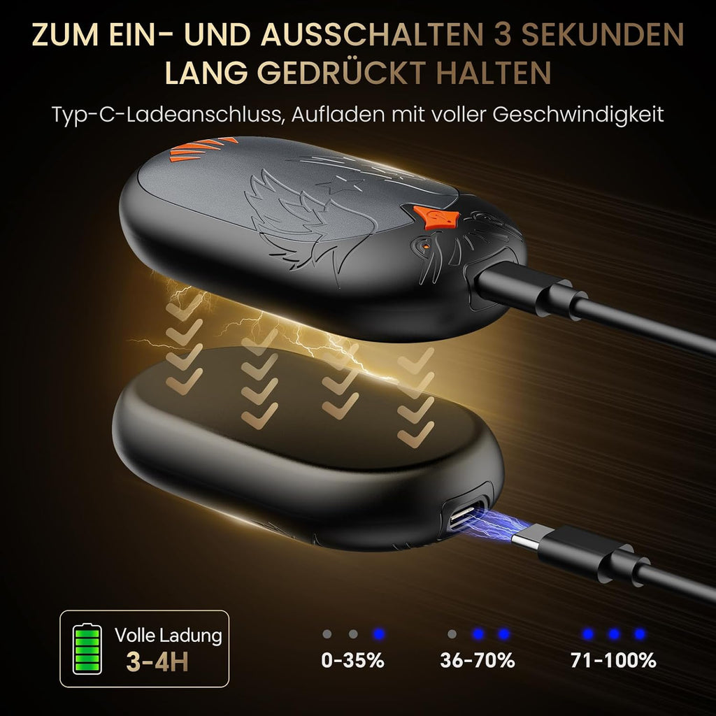Elektrischer Handwaermer 2er Set wiederaufladbar USB 3 Heizstufen Outdoor