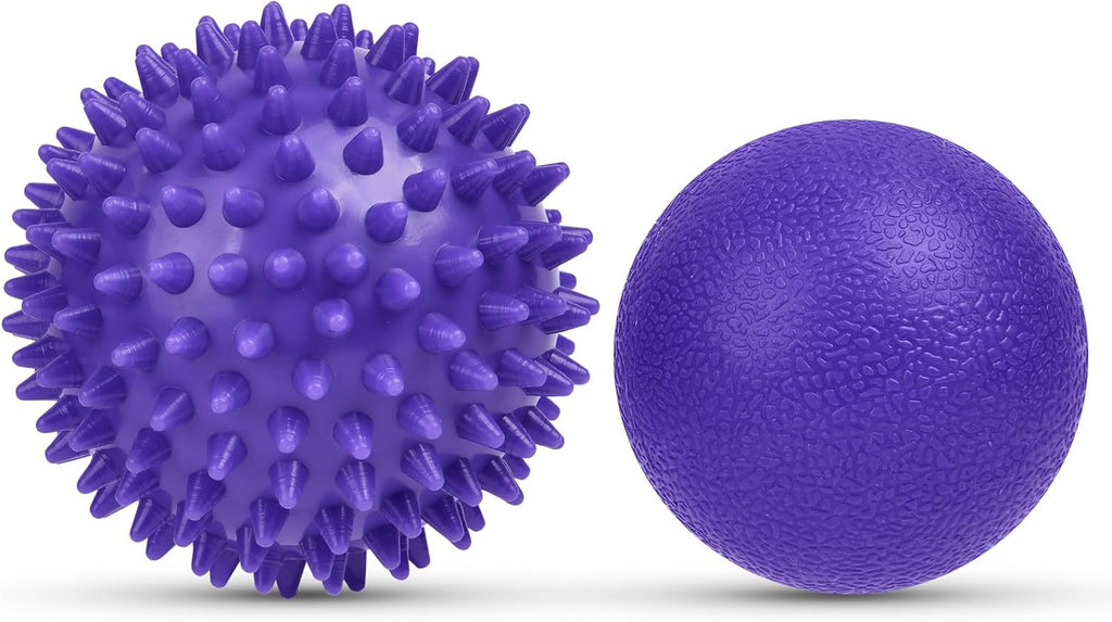 URAQT Faszienbaelle 2er Set Igelball hart blau fuer Ruecken Beine Haende