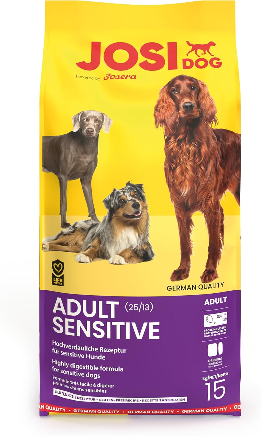 JosiDog Adult Sensitive Hundefutter 15 kg Trockenfutter empfindlich Geflügelprot