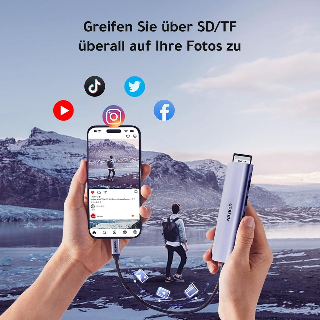 UGREEN Revodok USB-C Hub mit HDMI 4K, PD 100W, SD Kartenleser