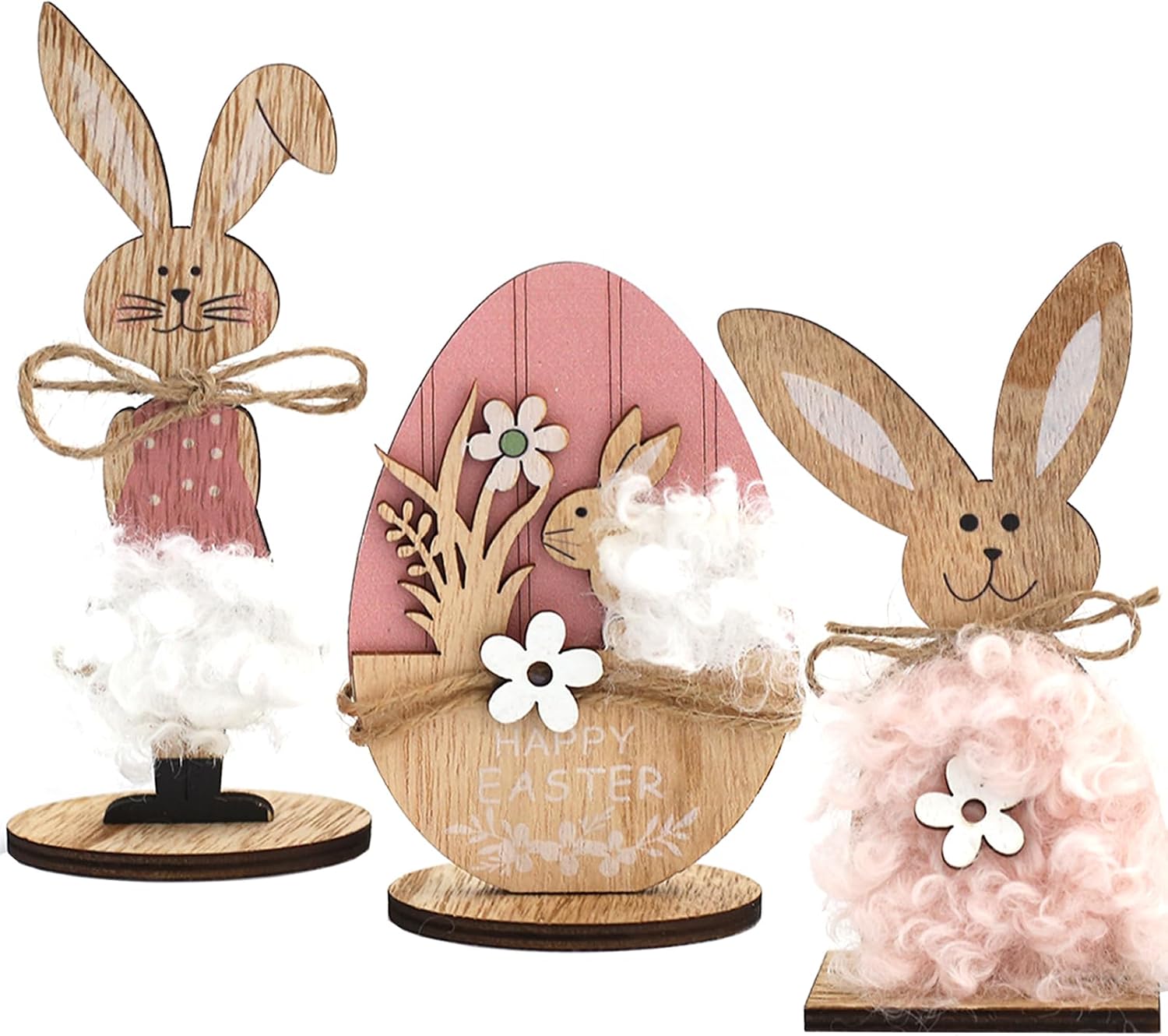 Holz Osterhase Deko Aufsteller 2er Set Fruehlingsdeko Tischdekoration