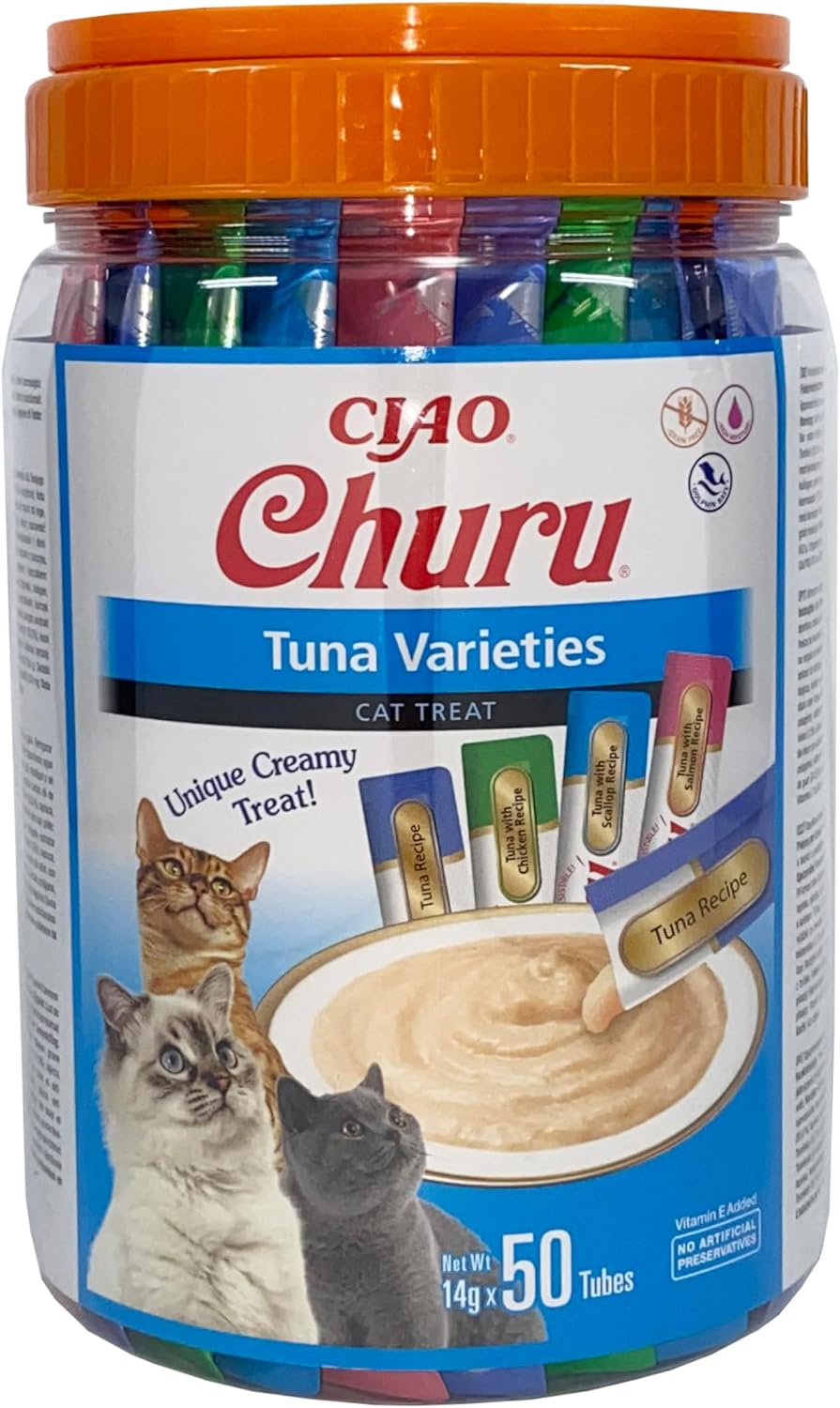 INABA Churu Puree Katzenleckerlis Variety Box 50 x Thunfisch Huhn