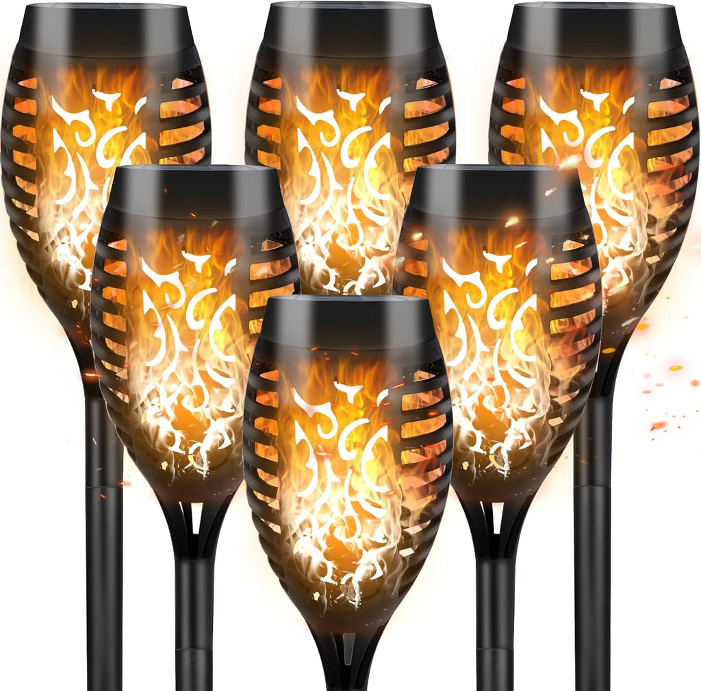CNMTCCO Solar Gartenleuchten 6er Set mit Flammeneffekt IP65 Wasserdicht