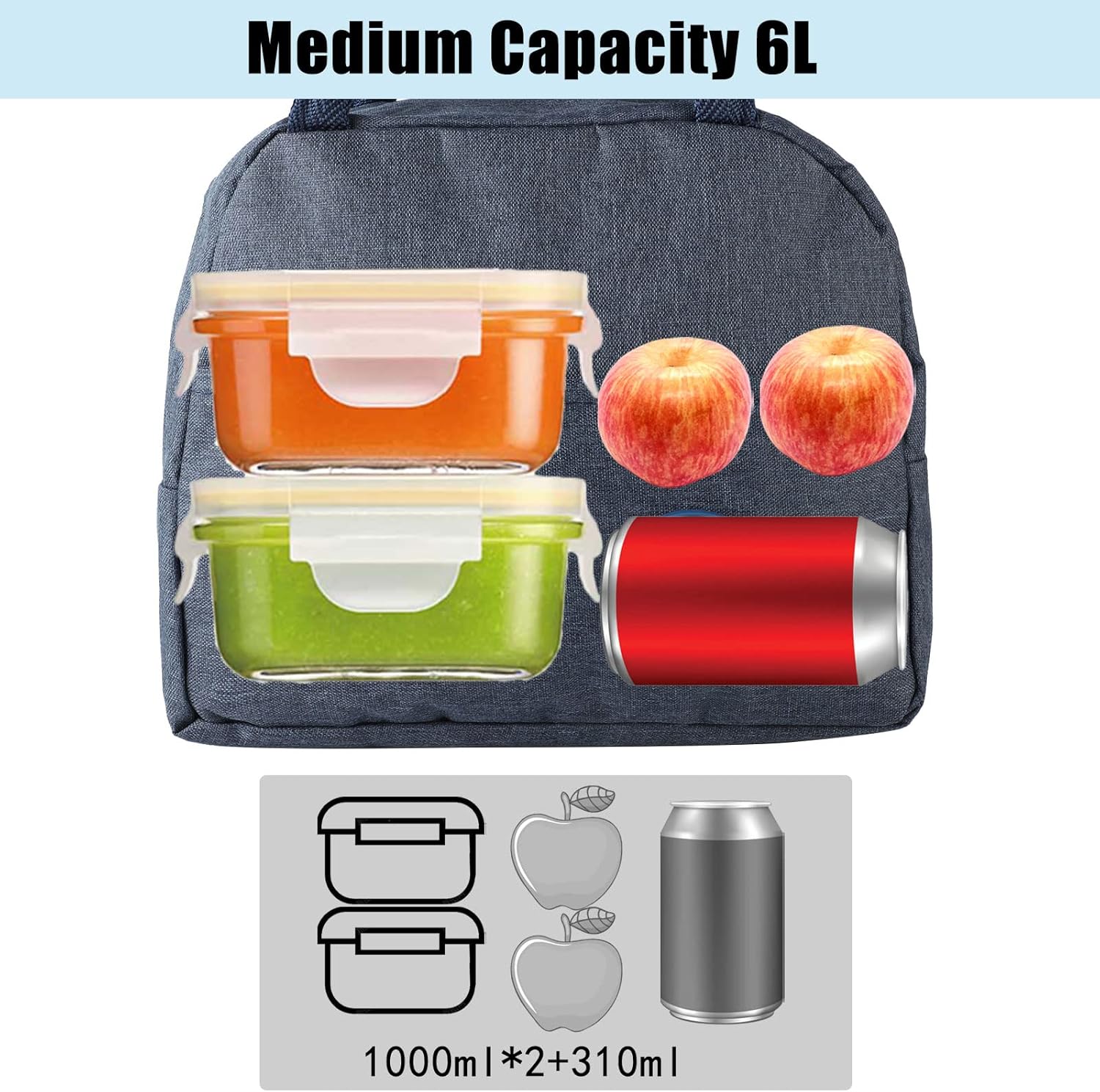 Hemiks Kuehltasche klein faltbar Isolierte Lunchtasche fuer Schule Buero