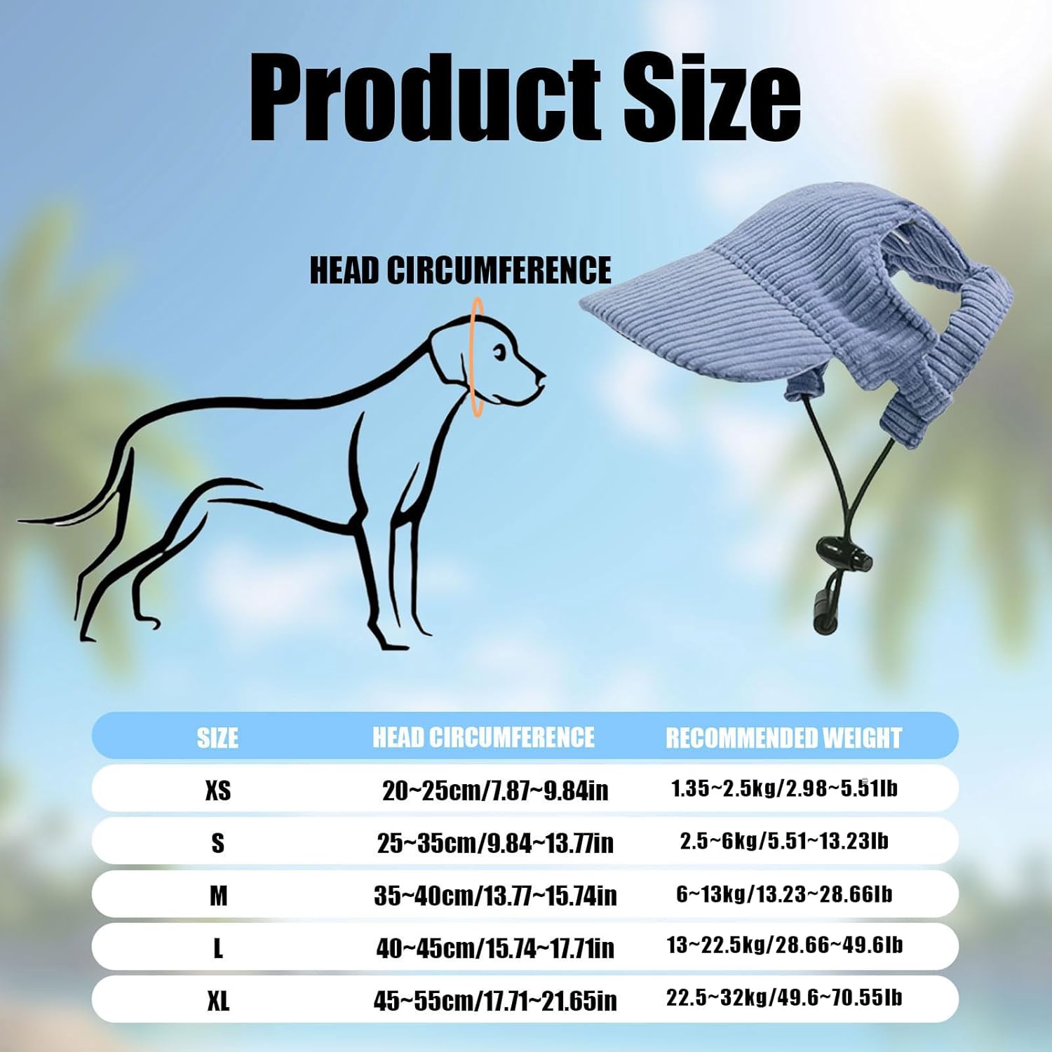 Hunde Sonnenhut mit Ohrloechern verstellbar Khaki Groesse XS-XL