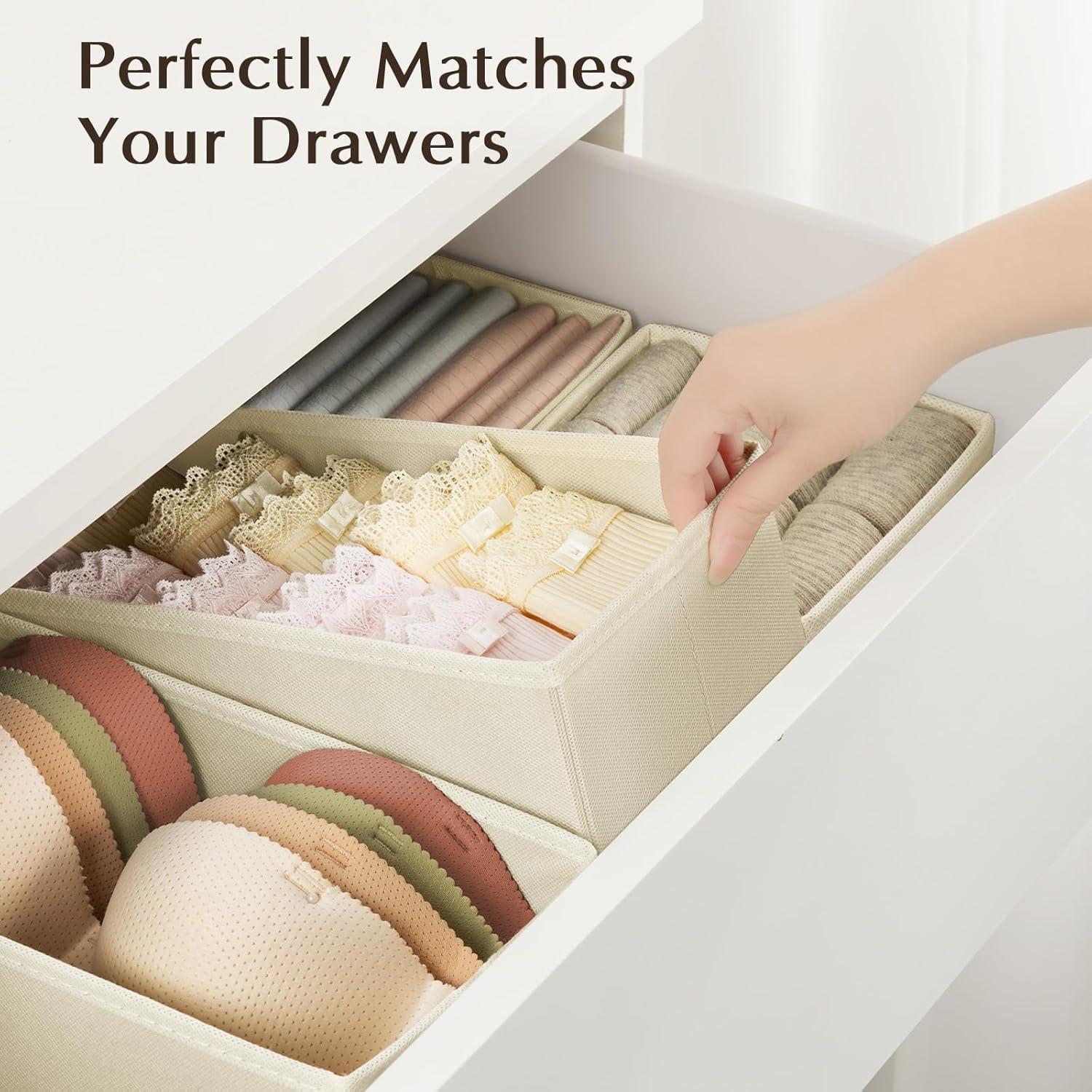Kleiderschrank Organizer 12er Set faltbare Stoffboxen Beige