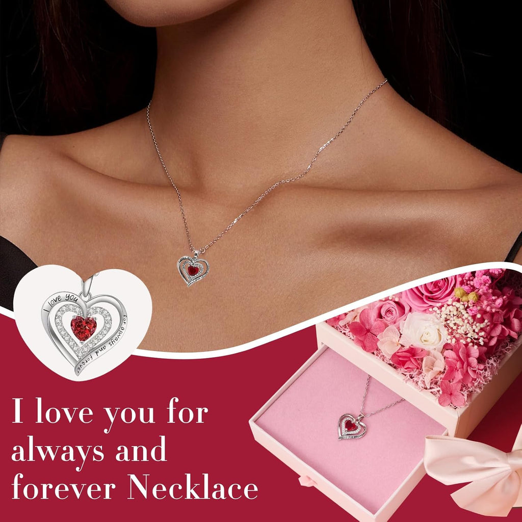 Ewige Rose mit Herz Halskette Damen Geschenk Infinity Rose Moosbett
