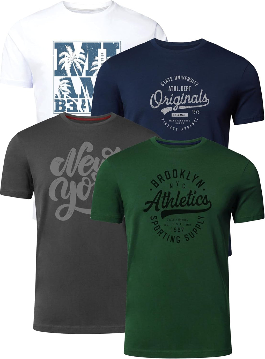 FULL TIME SPORTS Herren T-Shirt 4er Pack Baumwolle Groessen S-3XL