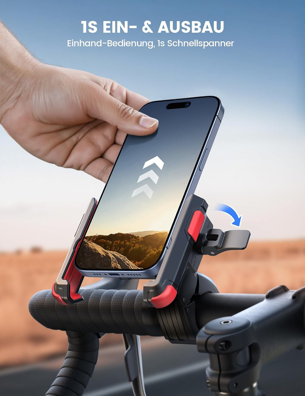 Fahrrad Lenkerhalterung 360° Universal mit 1S Sperre Handyhalterung