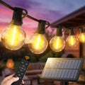 Solar Lichterkette 15m G40 Gluehbirnen 50 LED IP44 wetterfest 3 Modi 15m-30m