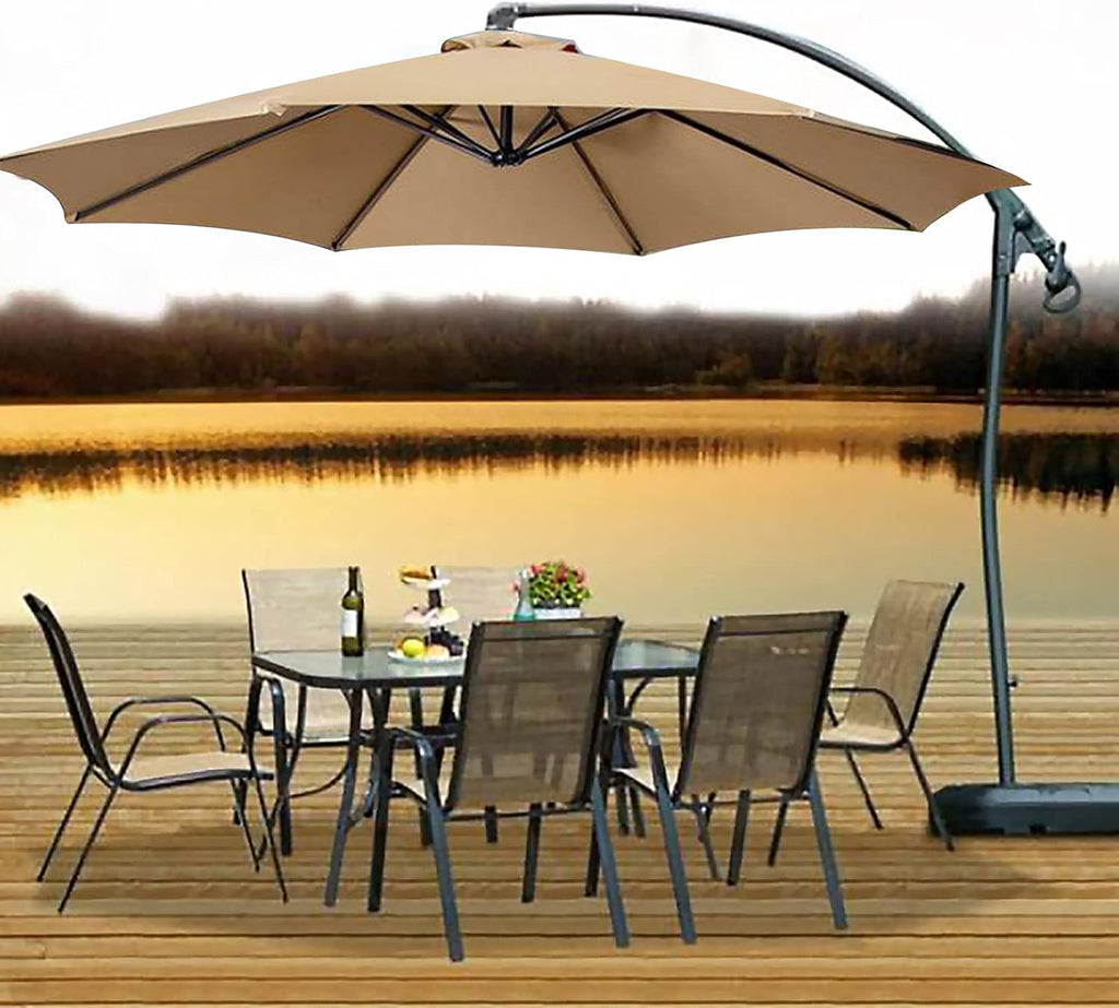 SMLJFO 3 m Sonnenschirm Bespannung 8 Streben UV-Schutz Beige Ersatzdach