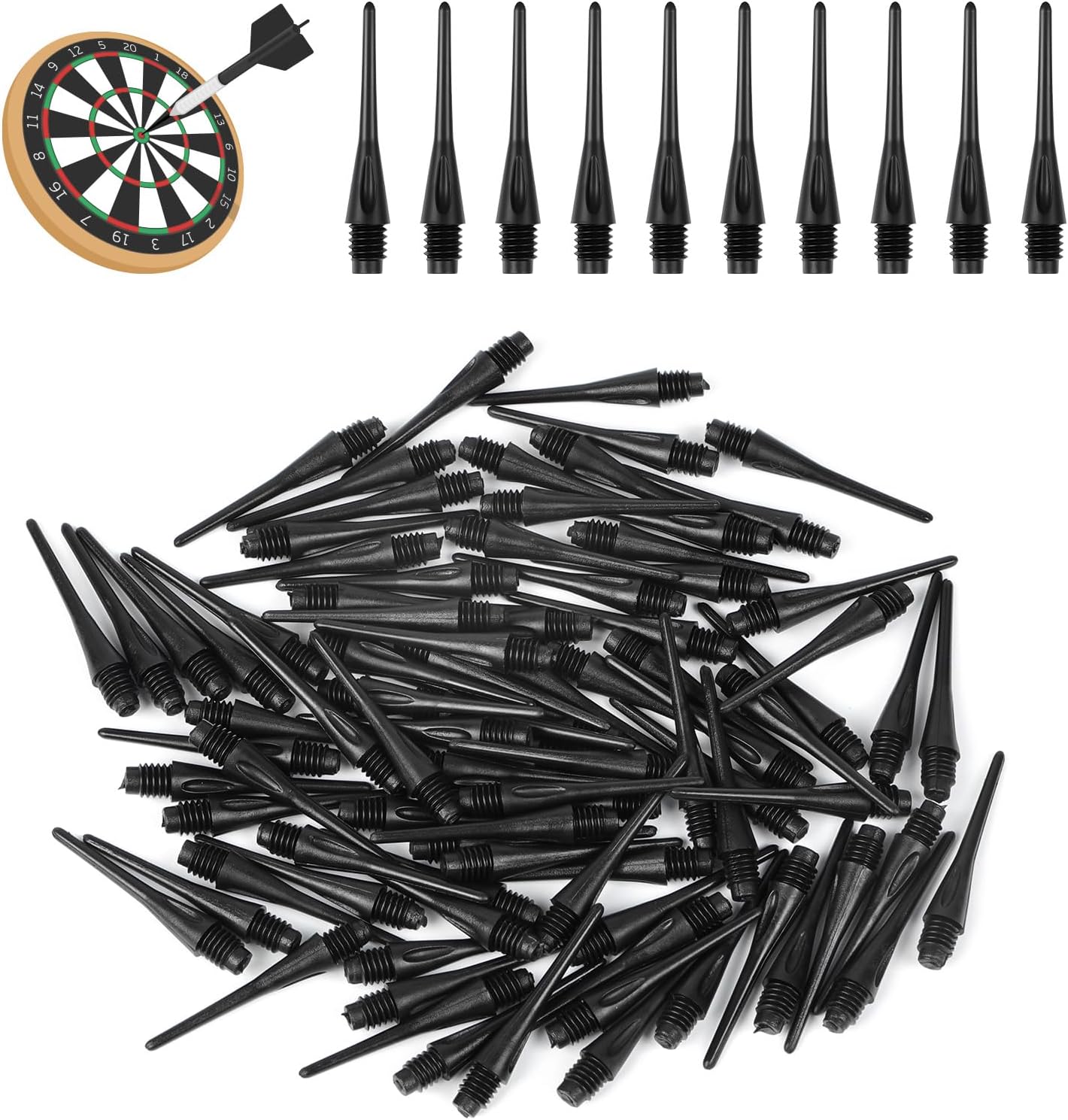 Flintronic Kunststoff-Dartspitzen 2BA Ersatzspitzen schwarz