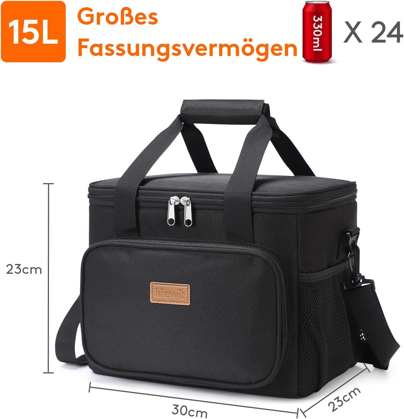 Lifewit Kuehltasche faltbar Isolierte Thermotasche Umhaengetasche Grau