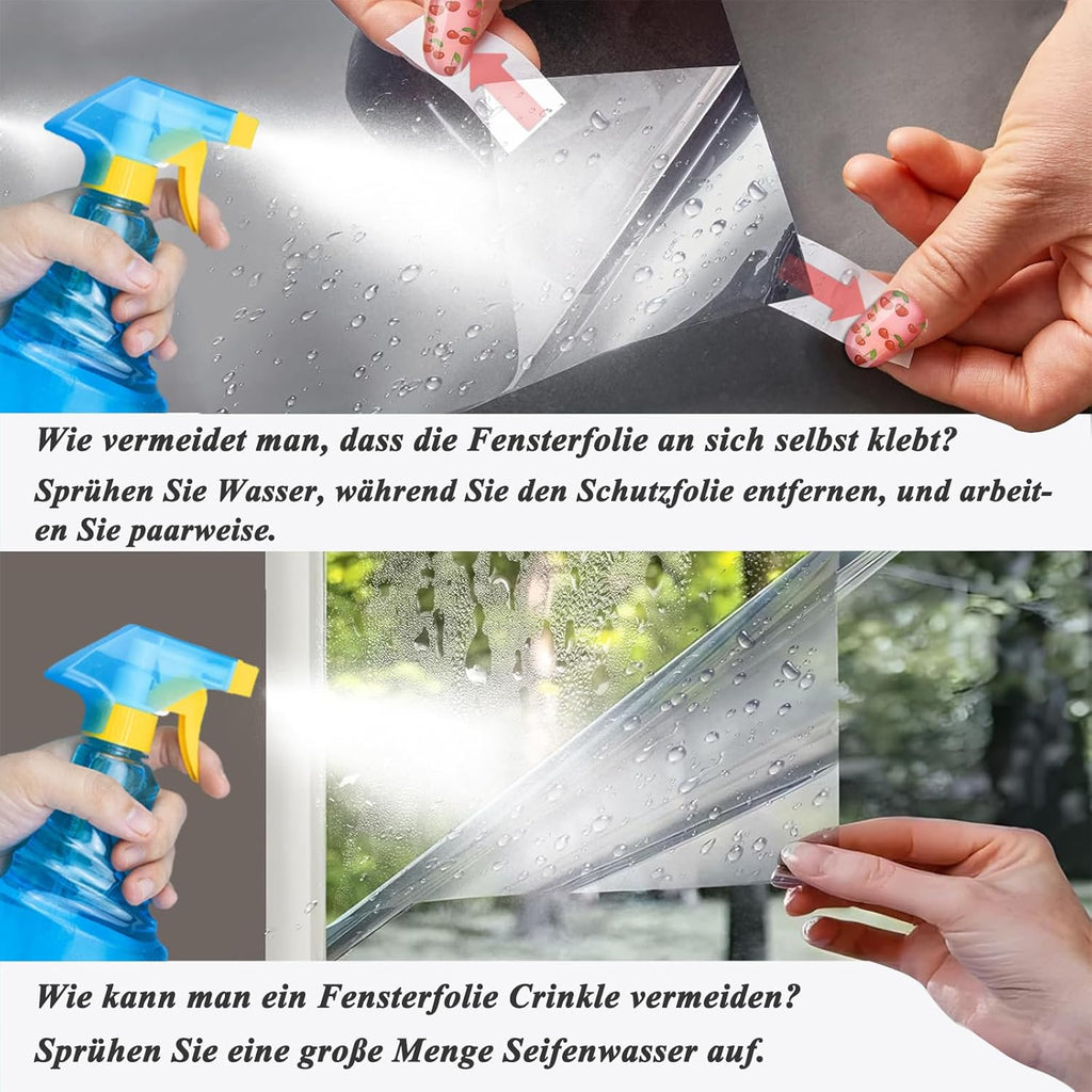 Sichtschutzfolie Fenster 100x400 cm Spiegelfolie UV-Schutz blickdicht Thermo