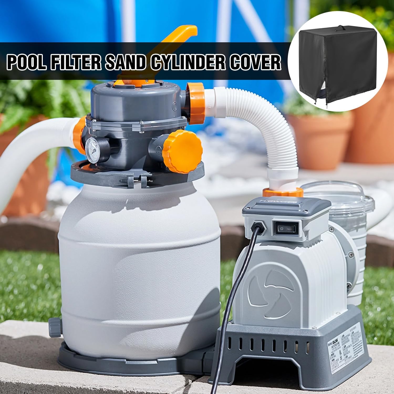 Abdeckung fuer Pool-Sandfilterpumpe 84x61x86 cm 600D Oxford UV-bestaendig wasserdi