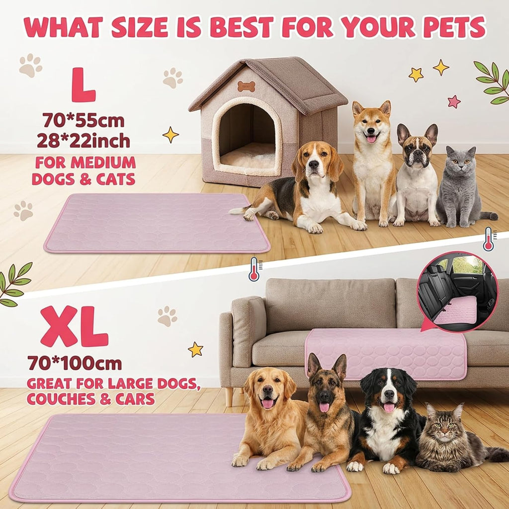 Qoosea Kuehlmatte fuer Hunde 50x40 cm grau, selbstkuehlend, faltbar, 4cm-100cm