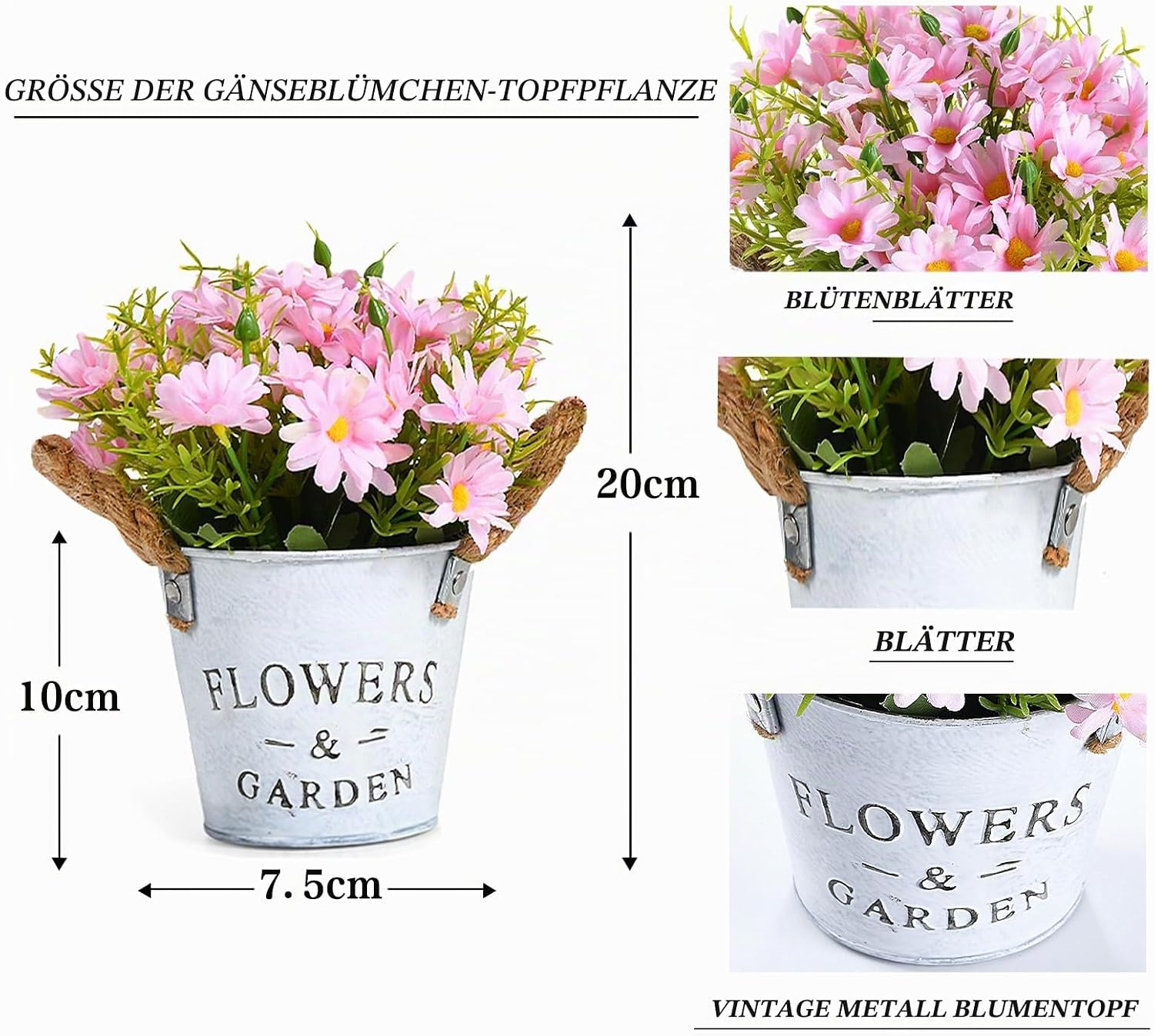 Gomaihe Kuenstliche Zimmerpflanze 3er Set mit grauen Toepfen 9,5×13 cm