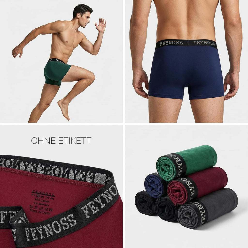 Boxershorts Herren 10er Pack - Baumwolle mit elastischem Bund, atmungsaktiv & oh