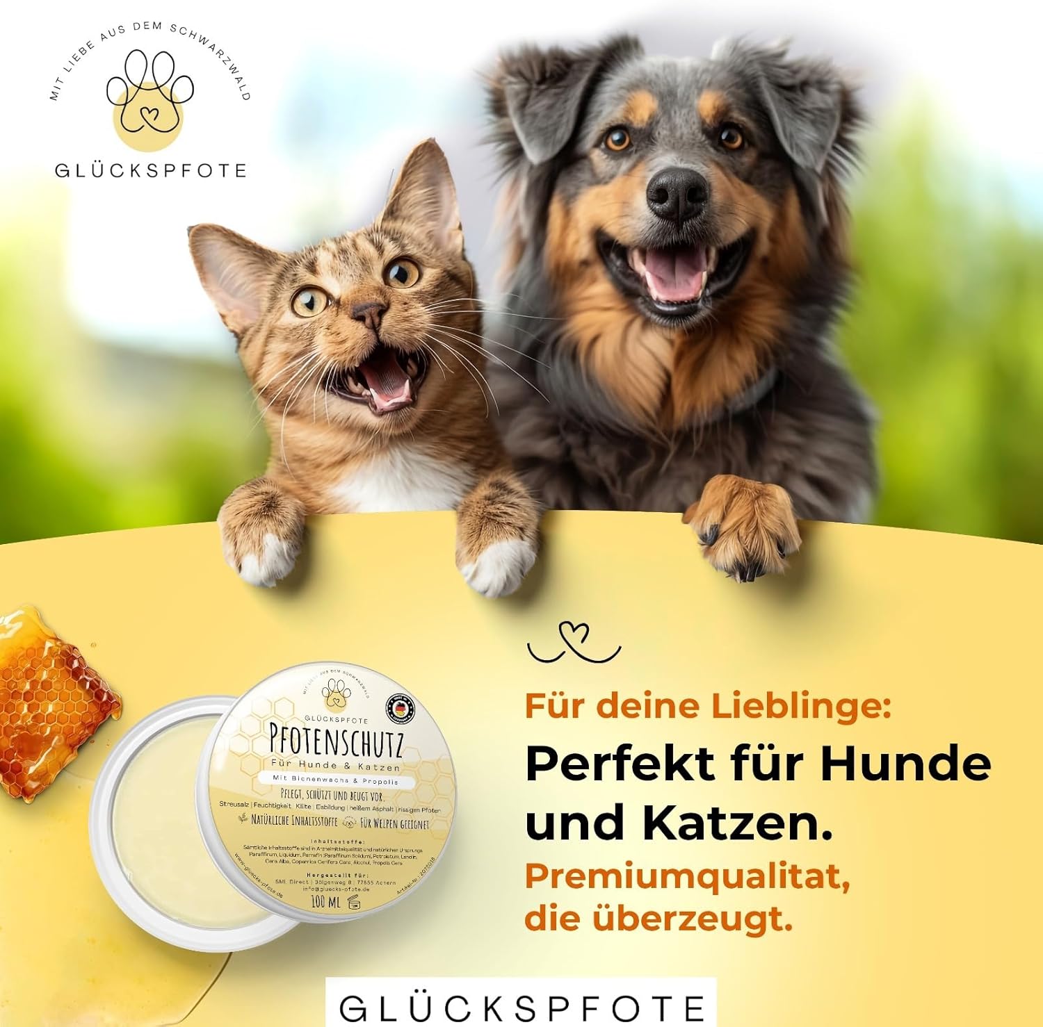 Pfotenbalsam 100 ml fuer Hund und Katze gegen trockene rissige Pfoten