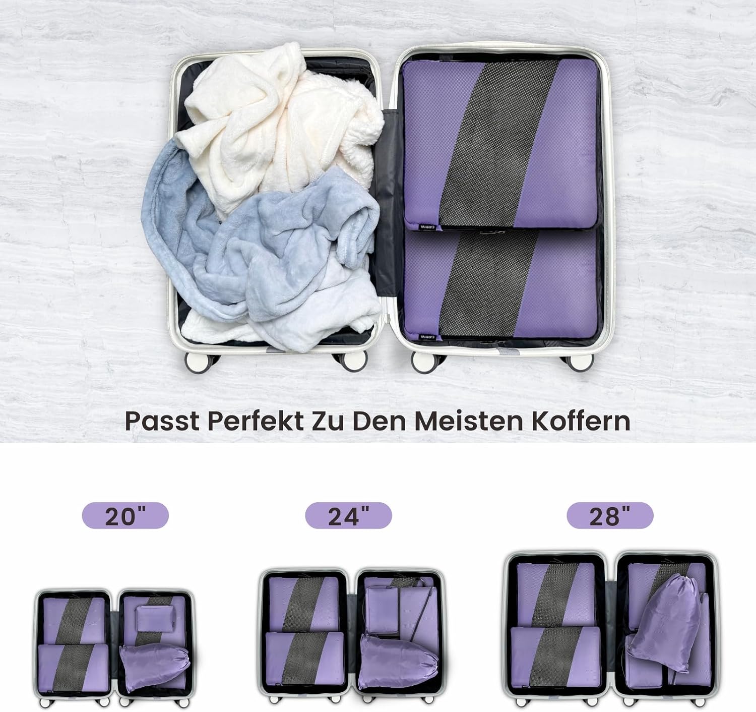 6er Kompressions Packing Cubes Koffer Reise Organizer Set