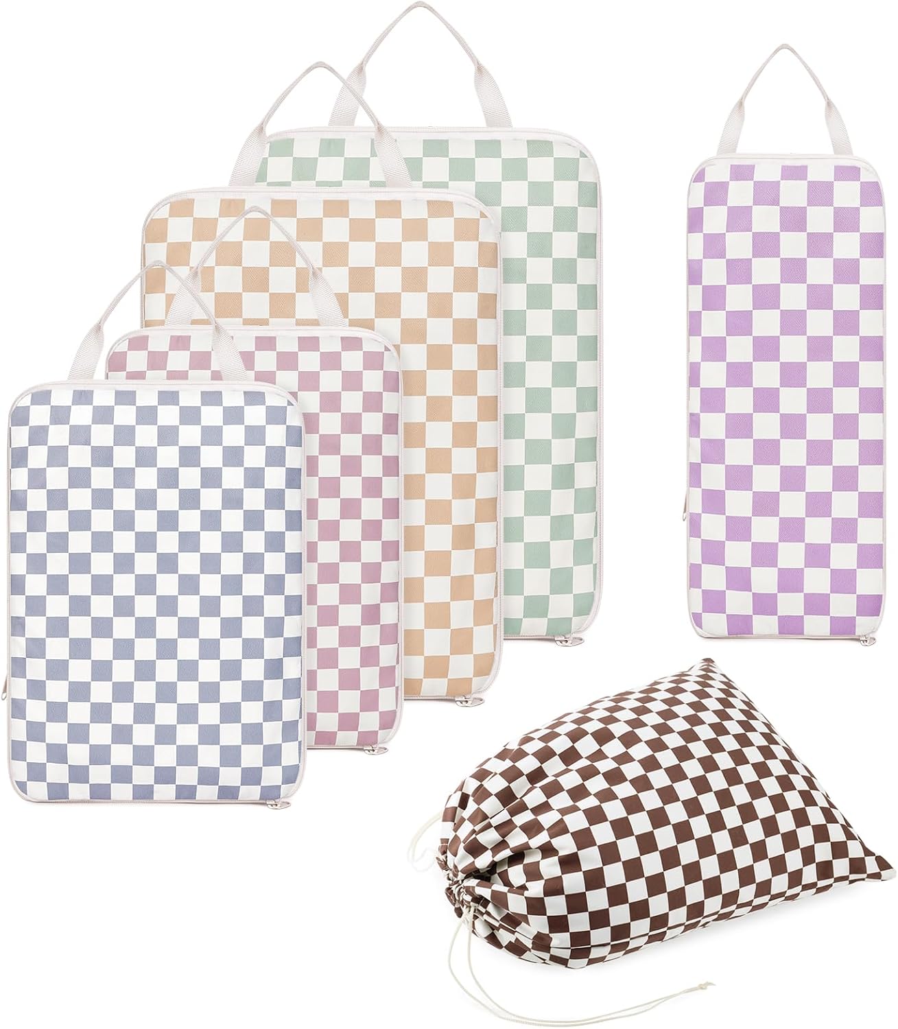 6-teiliges Packwuerfel Set Kompressions Organizer Koffer Reise Taschen